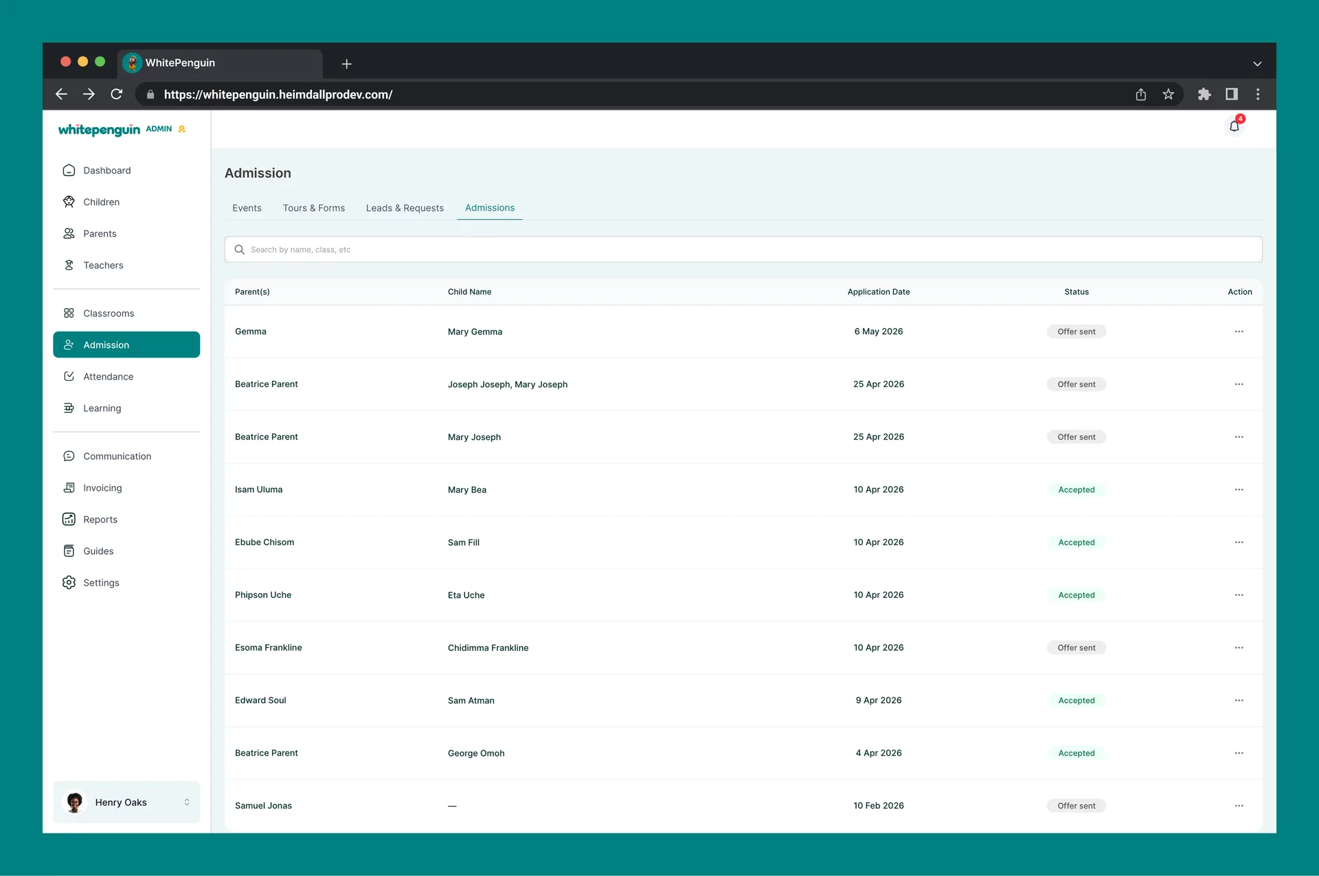 Manage Admissions — How to Access Admissions