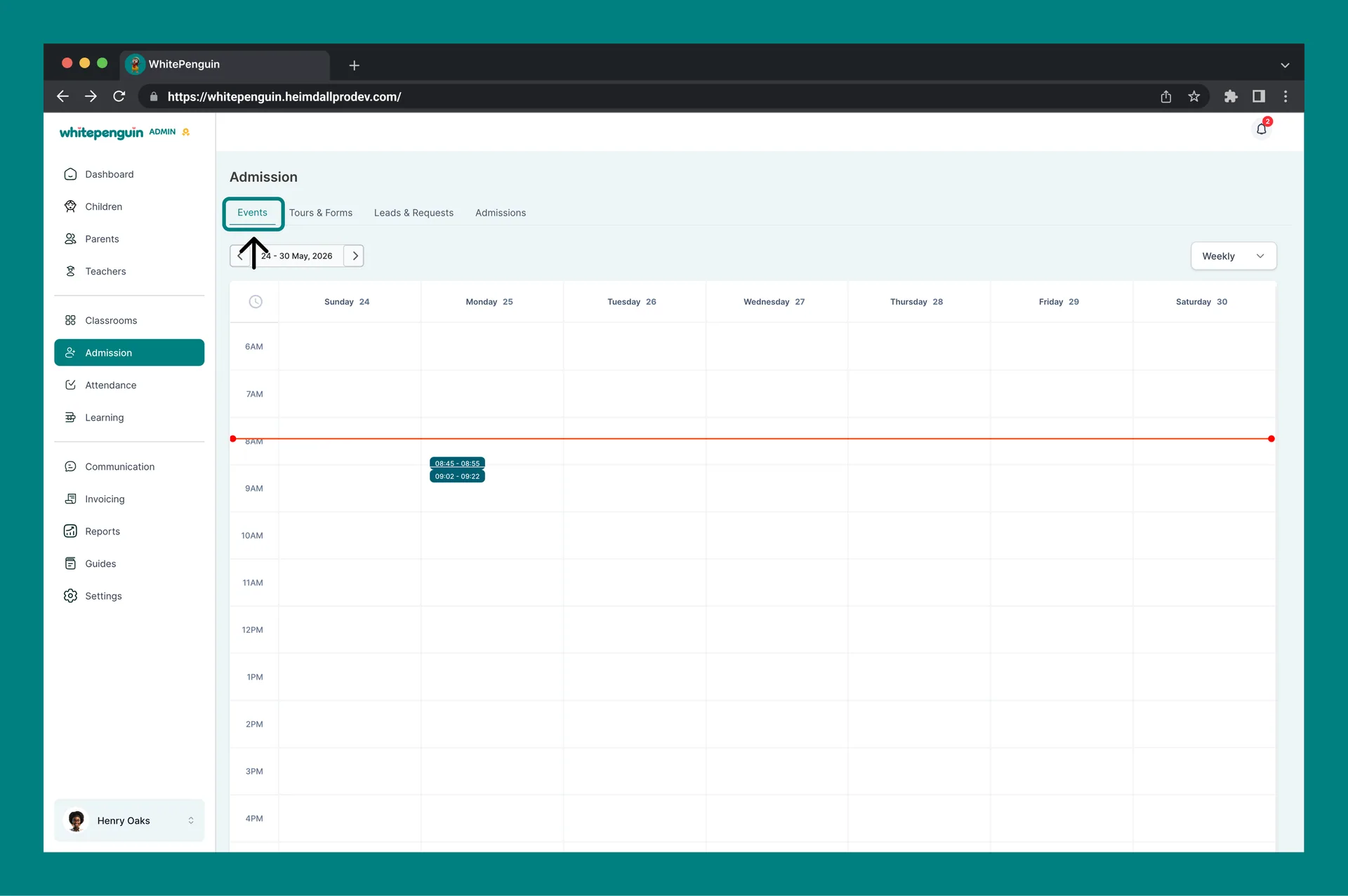 View Events Calendar — How to Access the Events Calendar