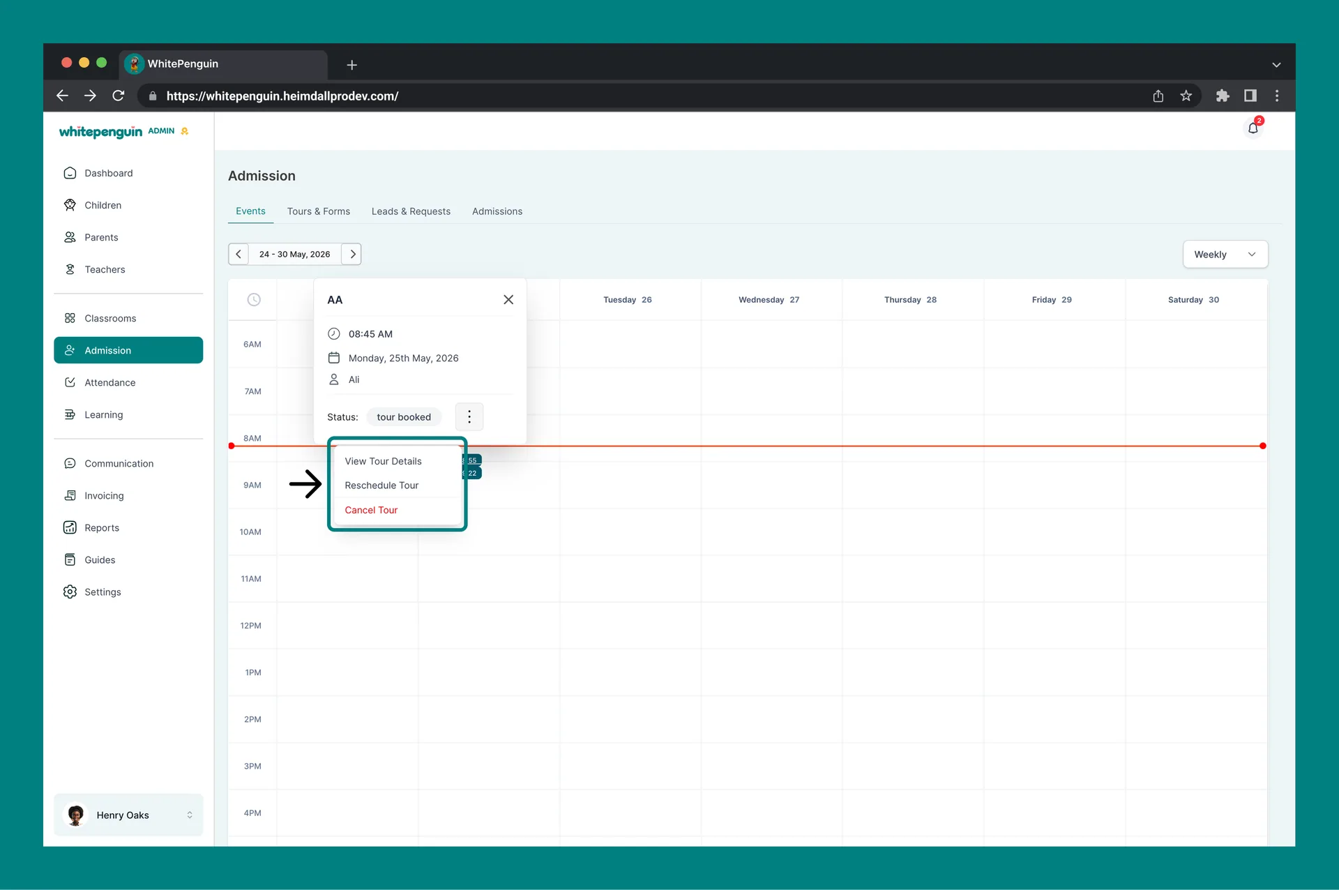 View Events Calendar — 2. Booking Actions