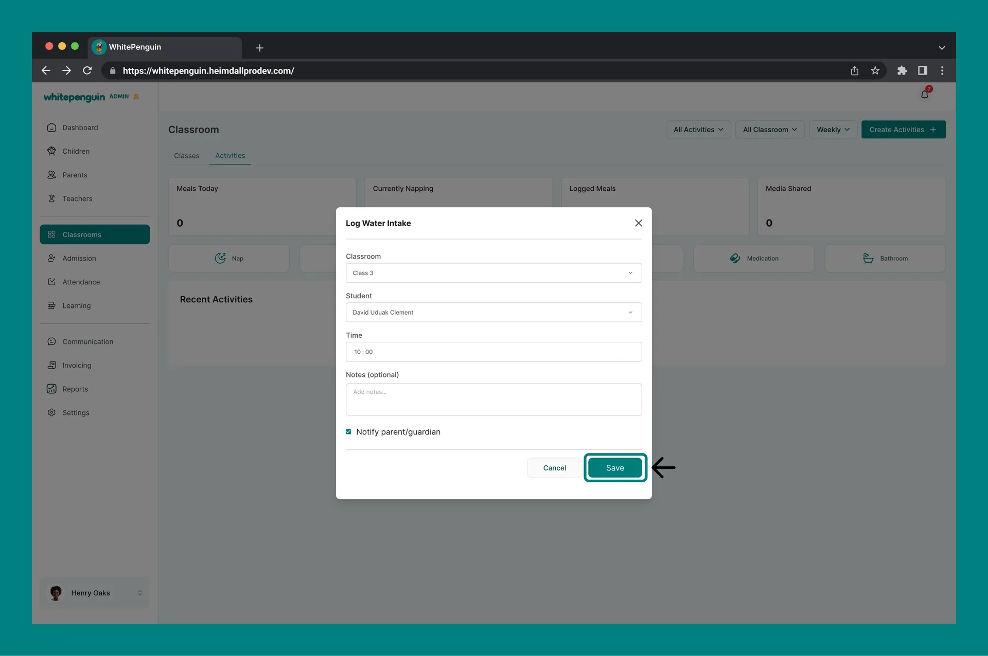 Activities Dashboard — Creating a New Activity