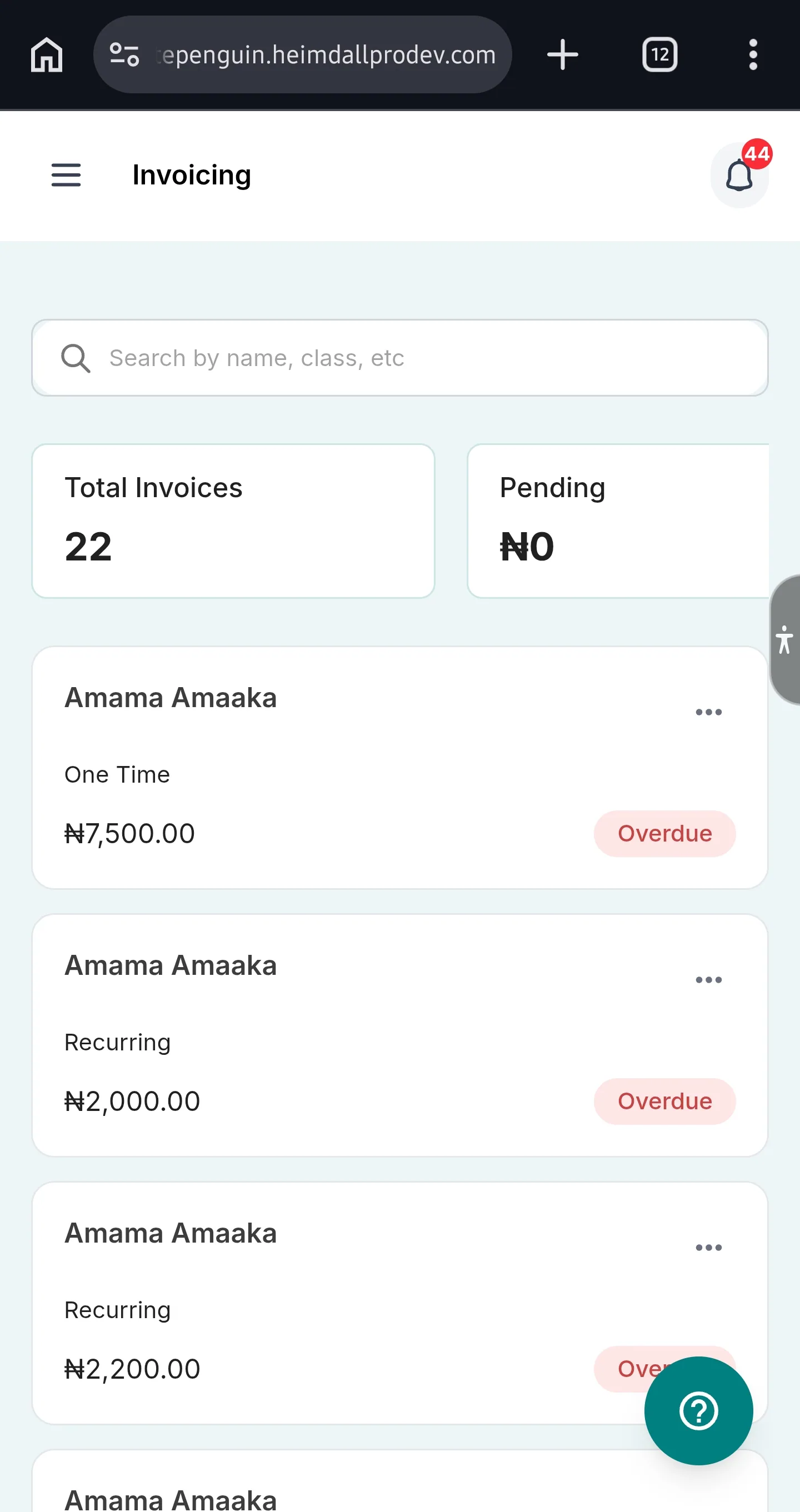 Manage My Invoices — Invoice List Columns