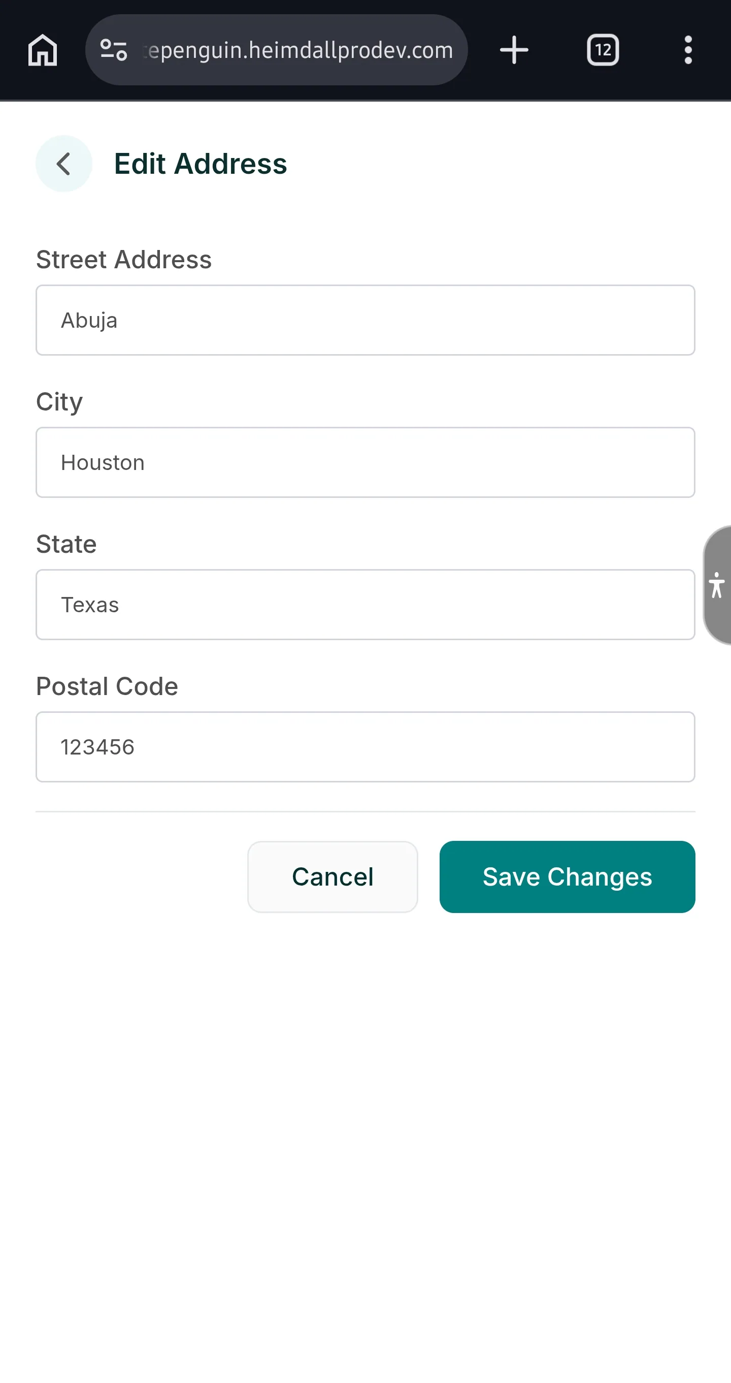 Manage My Profile — Address