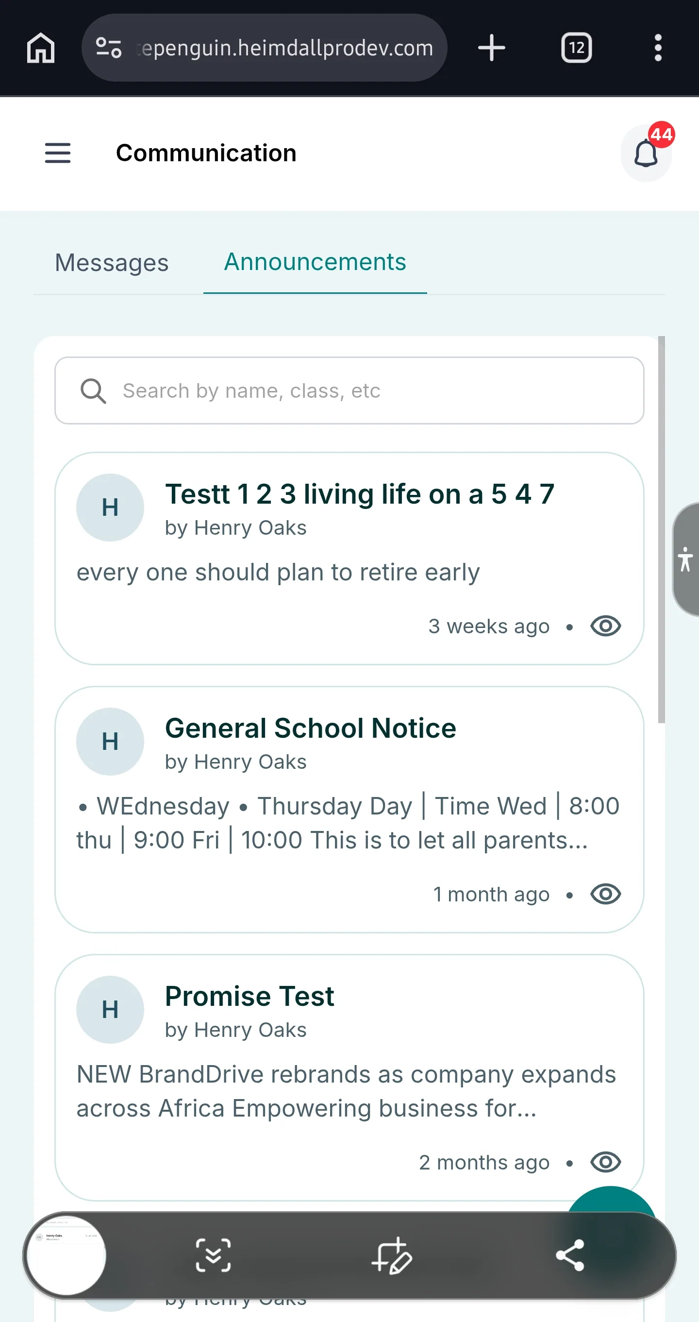 Messaging & Announcements — How to Access