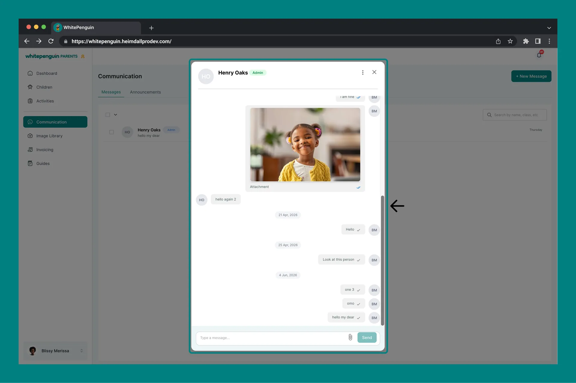 Messaging & Announcements — Viewing a Conversation