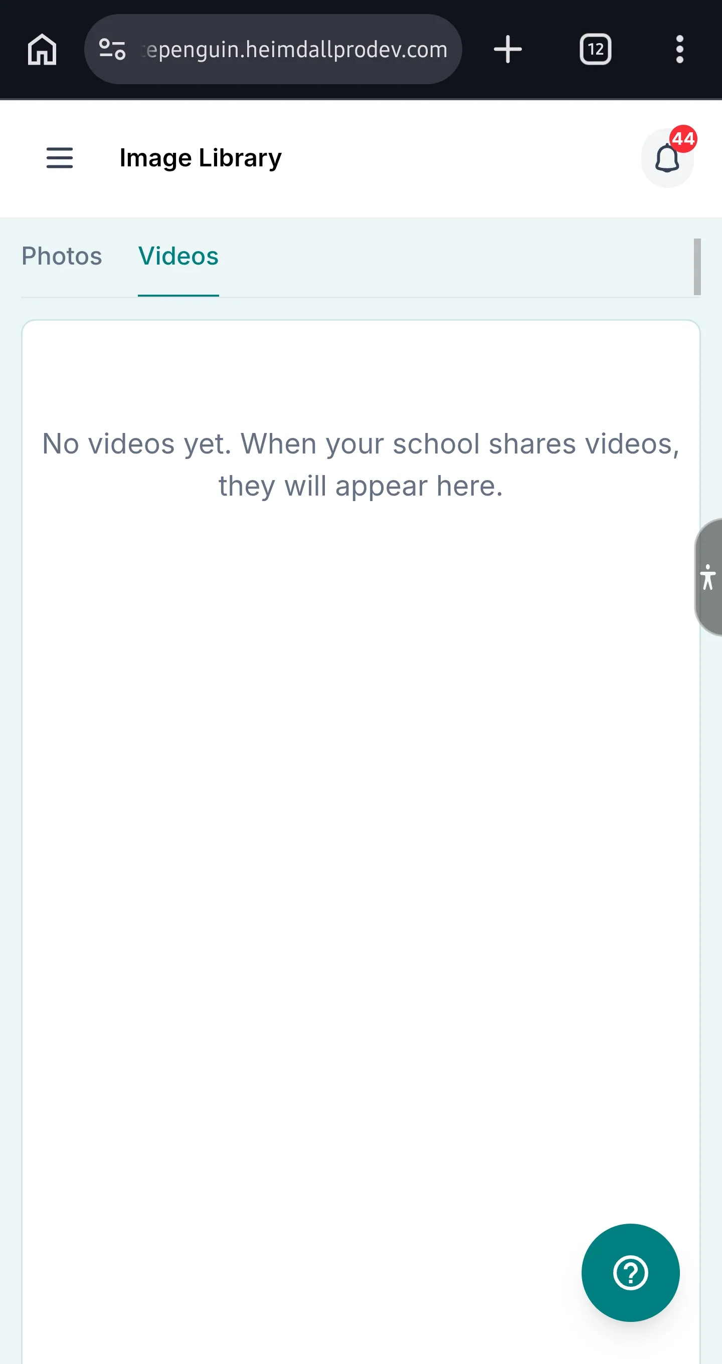 View Image Library — Videos Tab