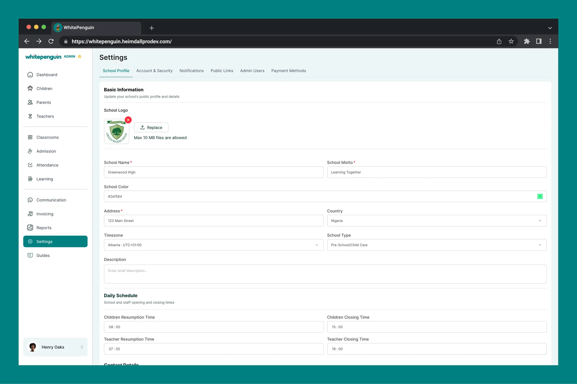 Manage School Profile — How to Access