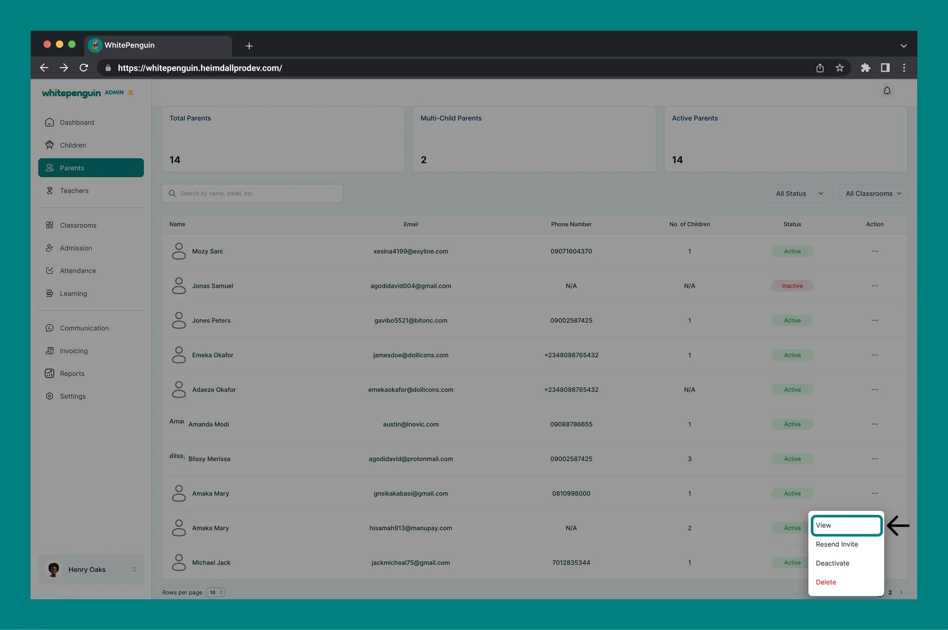 How to Add or Link Parents — Viewing a Parent Profile