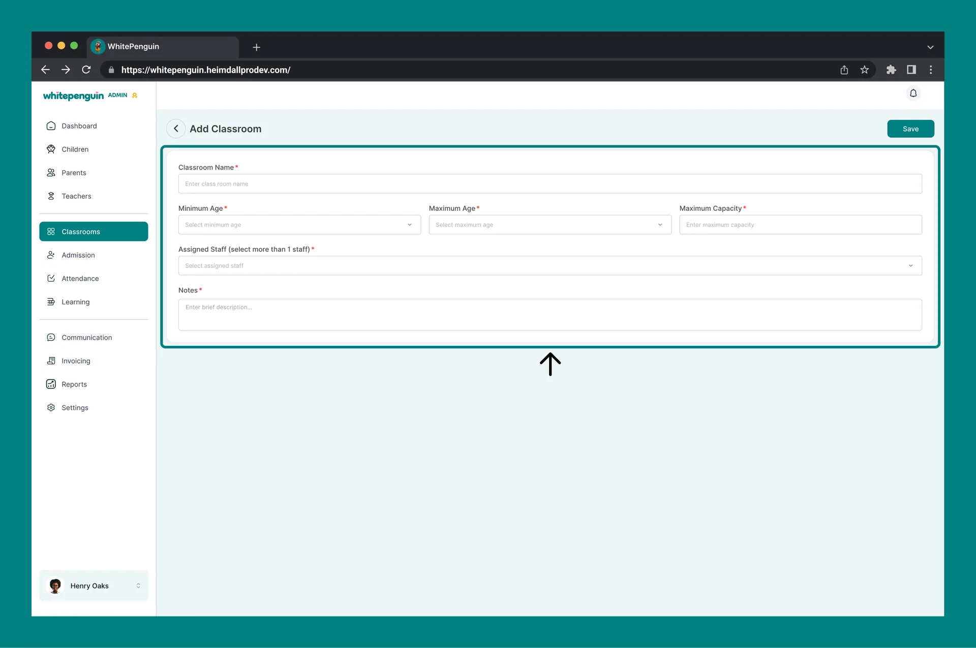 How to Create a New Classroom — How to Access the Add Classroom Form